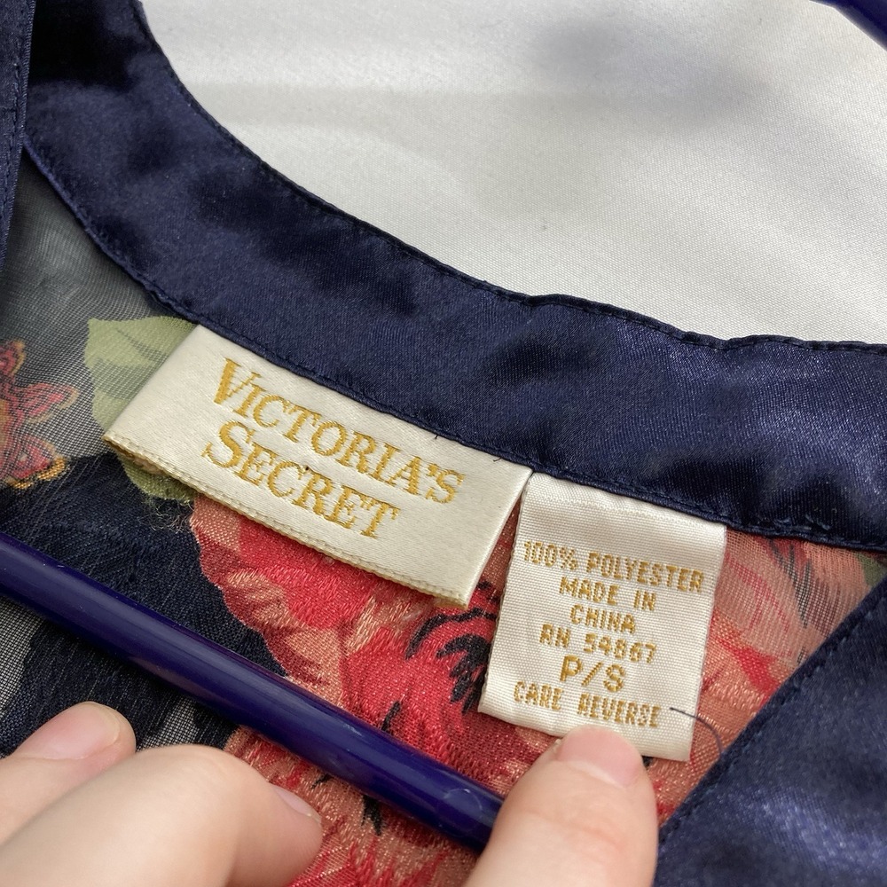 Vintage Victoria's Secret Gold Label Floral Sleep Shirt Size S Nightie Sheer - Picture 5 of 11